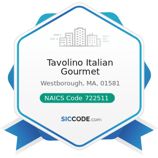Tavolino Italian Gourmet - NAICS Code 722511 - Full-Service Restaurants