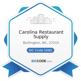 Carolina Restaurant Supply - SIC Code 5085 - Industrial Supplies