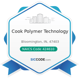 Cook Polymer Technology - NAICS Code 424610 - Plastics Materials and Basic Forms and Shapes...