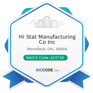 Hi Stat Manufacturing Co Inc - NAICS Code 423730 - Warm Air Heating and Air-Conditioning...