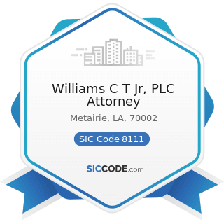 Williams C T Jr, PLC Attorney - SIC Code 8111 - Legal Services
