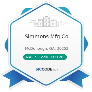 Simmons Mfg Co - NAICS Code 333120 - Construction Machinery Manufacturing