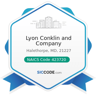 Lyon Conklin and Company - NAICS Code 423720 - Plumbing and Heating Equipment and Supplies...