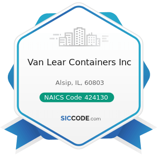 Van Lear Containers Inc - NAICS Code 424130 - Industrial and Personal Service Paper Merchant...