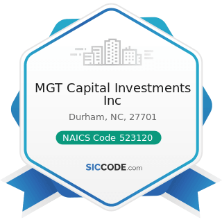 MGT Capital Investments Inc - NAICS Code 523120 - Securities Brokerage