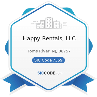 Happy Rentals, LLC - SIC Code 7359 - Equipment Rental and Leasing, Not Elsewhere Classified