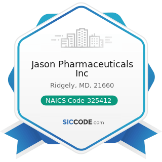 Jason Pharmaceuticals Inc - NAICS Code 325412 - Pharmaceutical Preparation Manufacturing