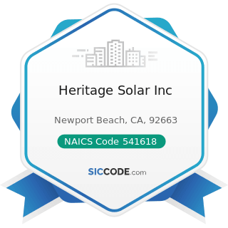 Heritage Solar Inc - NAICS Code 541618 - Other Management Consulting Services