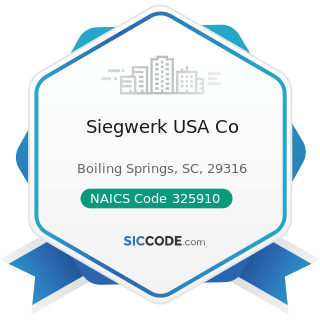 Siegwerk USA Co - NAICS Code 325910 - Printing Ink Manufacturing