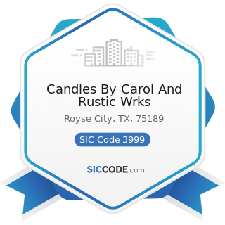 Candles By Carol And Rustic Wrks - SIC Code 3999 - Manufacturing Industries, Not Elsewhere...