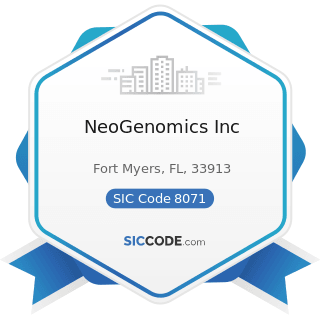 NeoGenomics Inc - SIC Code 8071 - Medical Laboratories