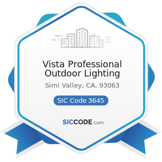 Vista Professional Outdoor Lighting - SIC Code 3645 - Residential Electric Lighting Fixtures