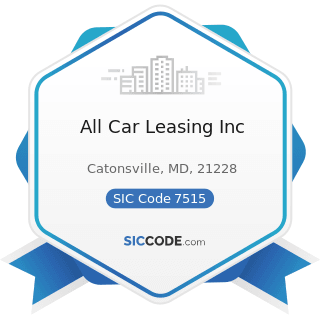 All Car Leasing Inc - SIC Code 7515 - Passenger Car Leasing