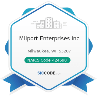 Milport Enterprises Inc - NAICS Code 424690 - Other Chemical and Allied Products Merchant...