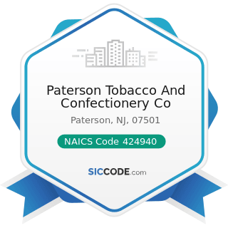 Paterson Tobacco And Confectionery Co - NAICS Code 424940 - Tobacco Product and Electronic...