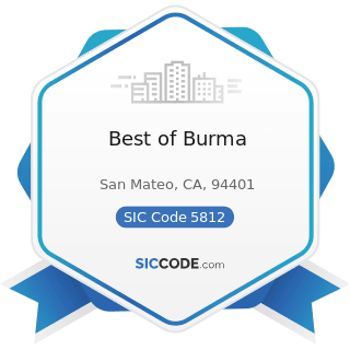 Best of Burma - SIC Code 5812 - Eating Places