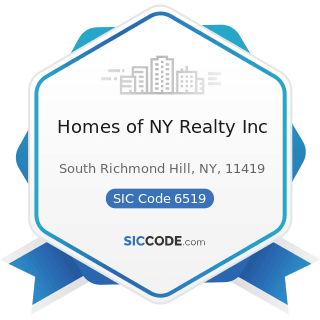 Homes of NY Realty Inc - SIC Code 6519 - Lessors of Real Property, Not Elsewhere Classified