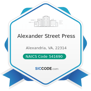 Alexander Street Press - NAICS Code 541690 - Other Scientific and Technical Consulting Services