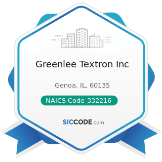 Greenlee Textron Inc - NAICS Code 332216 - Saw Blade and Handtool Manufacturing