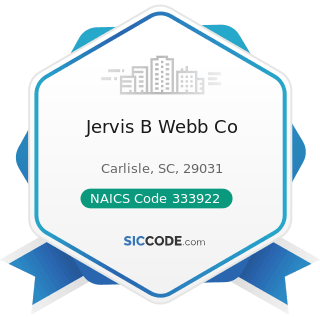 Jervis B Webb Co - NAICS Code 333922 - Conveyor and Conveying Equipment Manufacturing