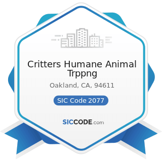 Critters Humane Animal Trppng - SIC Code 2077 - Animal and Marine Fats and Oils