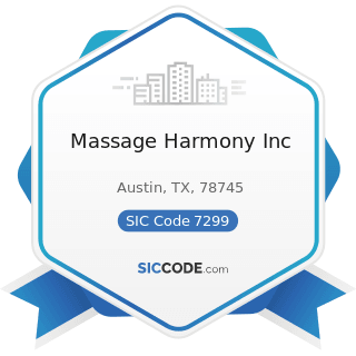 Massage Harmony Inc - SIC Code 7299 - Miscellaneous Personal Services, Not Elsewhere Classified