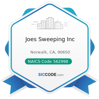 Joes Sweeping Inc - NAICS Code 562998 - All Other Miscellaneous Waste Management Services