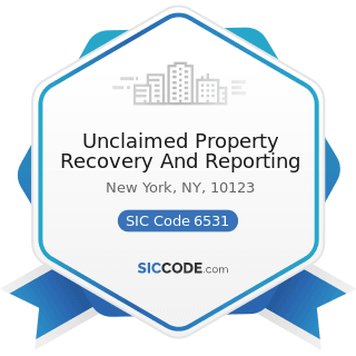 Unclaimed Property Recovery And Reporting - SIC Code 6531 - Real Estate Agents and Managers