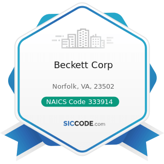 Beckett Corp - NAICS Code 333914 - Measuring, Dispensing, and Other Pumping Equipment...