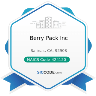 Berry Pack Inc - NAICS Code 424130 - Industrial and Personal Service Paper Merchant Wholesalers