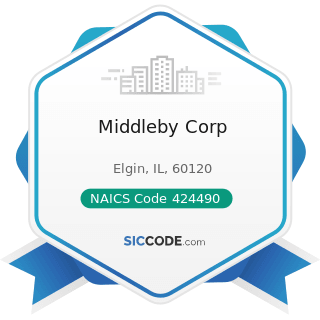 Middleby Corp - NAICS Code 424490 - Other Grocery and Related Products Merchant Wholesalers