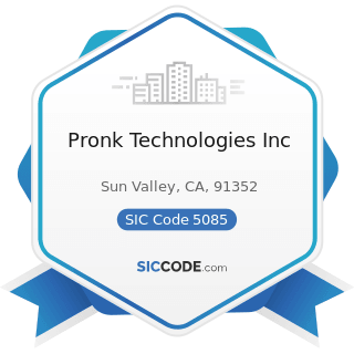 Pronk Technologies Inc - SIC Code 5085 - Industrial Supplies