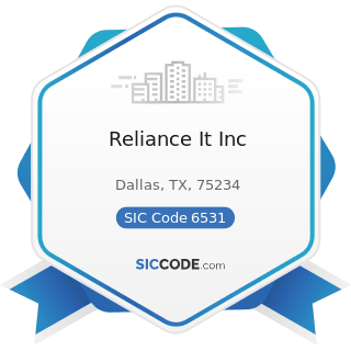Reliance It Inc - SIC Code 6531 - Real Estate Agents and Managers