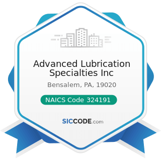 Advanced Lubrication Specialties Inc - NAICS Code 324191 - Petroleum Lubricating Oil and Grease...