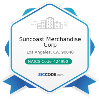Suncoast Merchandise Corp - NAICS Code 424990 - Other Miscellaneous Nondurable Goods Merchant...
