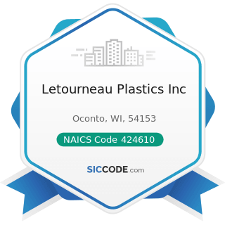 Letourneau Plastics Inc - NAICS Code 424610 - Plastics Materials and Basic Forms and Shapes...