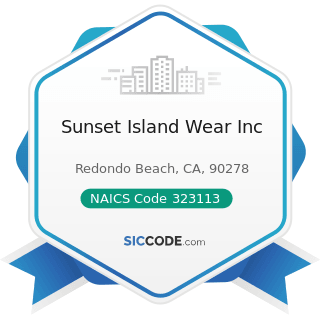 Sunset Island Wear Inc - NAICS Code 323113 - Commercial Screen Printing