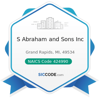 S Abraham and Sons Inc - NAICS Code 424990 - Other Miscellaneous Nondurable Goods Merchant...