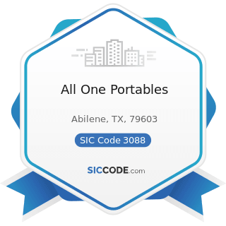 All One Portables - SIC Code 3088 - Plastics Plumbing Fixtures