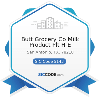 Butt Grocery Co Milk Product Plt H E - SIC Code 5143 - Dairy Products, except Dried or Canned