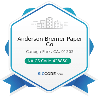 Anderson Bremer Paper Co - NAICS Code 423850 - Service Establishment Equipment and Supplies...