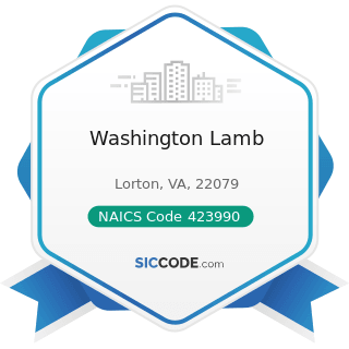 Washington Lamb - NAICS Code 423990 - Other Miscellaneous Durable Goods Merchant Wholesalers