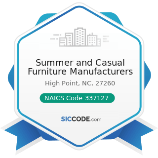 Summer and Casual Furniture Manufacturers - NAICS Code 337127 - Institutional Furniture...