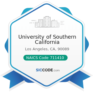 University of Southern California - NAICS Code 711410 - Agents and Managers for Artists,...