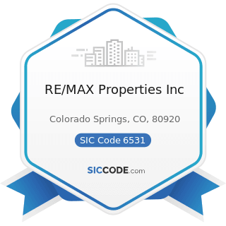 RE/MAX Properties Inc - SIC Code 6531 - Real Estate Agents and Managers