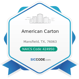 American Carton - NAICS Code 424950 - Paint, Varnish, and Supplies Merchant Wholesalers