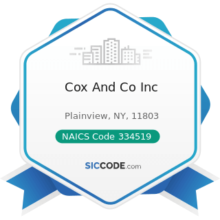 Cox And Co Inc - NAICS Code 334519 - Other Measuring and Controlling Device Manufacturing