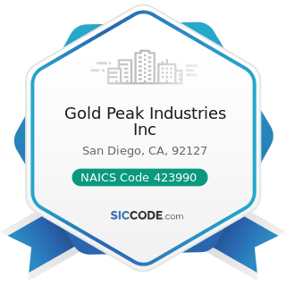 Gold Peak Industries Inc - NAICS Code 423990 - Other Miscellaneous Durable Goods Merchant...