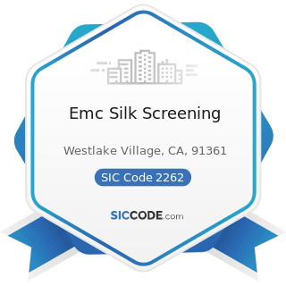 Emc Silk Screening - SIC Code 2262 - Finishers of Broadwoven Fabrics of Manmade Fiber and Silk