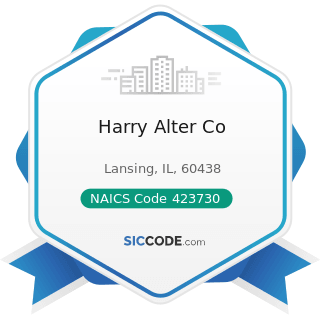Harry Alter Co - NAICS Code 423730 - Warm Air Heating and Air-Conditioning Equipment and...